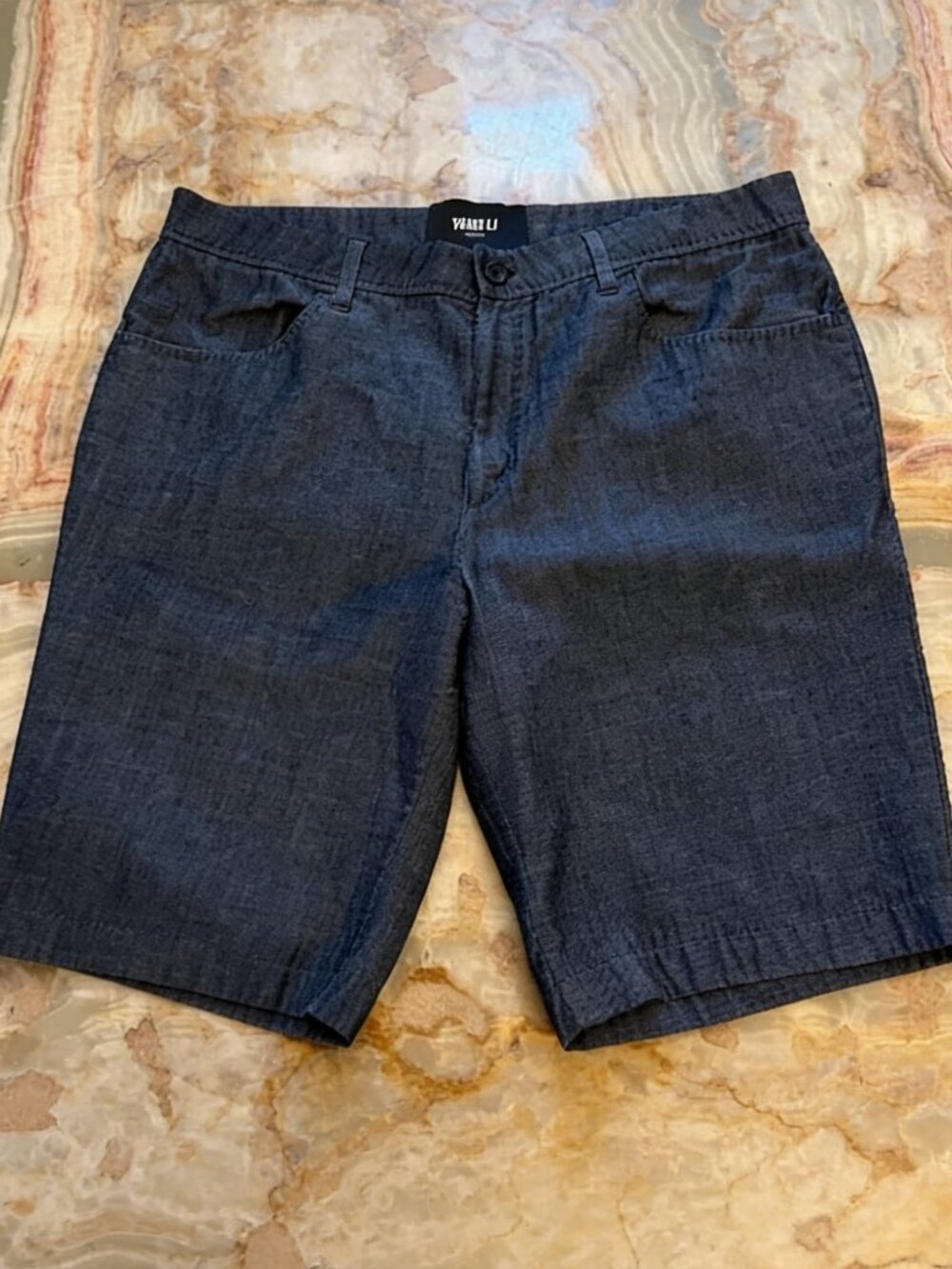 Men's handcrafted fine wool shorts, black, designer style, size 50